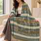 Weavers Villa Abstract Striped Woven Shawl with Fringe Finish For Women Soft Textured Feel, Lightweight Comfort , Easy Layering, Versatile Everyday Styling