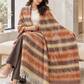 Weavers Villa Abstract Striped Woven Shawl with Fringe Finish For Women Soft Textured Feel, Lightweight Comfort , Easy Layering, Versatile Everyday Styling