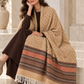 Weavers Villa Geometric Diamond Woven Shawl with Striped Border and Fringe For Women Soft Textured Feel, Lightweight Comfort , Easy Layering, Versatile Everyday Styling