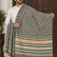 Geometric Diamond Woven Stole with Striped Border and Fringe For Men Soft Textured Feel, Lightweight Comfort , Easy Layering, Versatile Everyday Styling