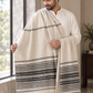 Weavers Villa Minimal Striped Woven Shawl with Fringe Finish For Men Soft Textured Feel, Lightweight Comfort , Easy Layering, Versatile Everyday Styling