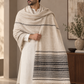Weavers Villa Minimal Striped Woven Shawl with Fringe Finish For Men Soft Textured Feel, Lightweight Comfort , Easy Layering, Versatile Everyday Styling