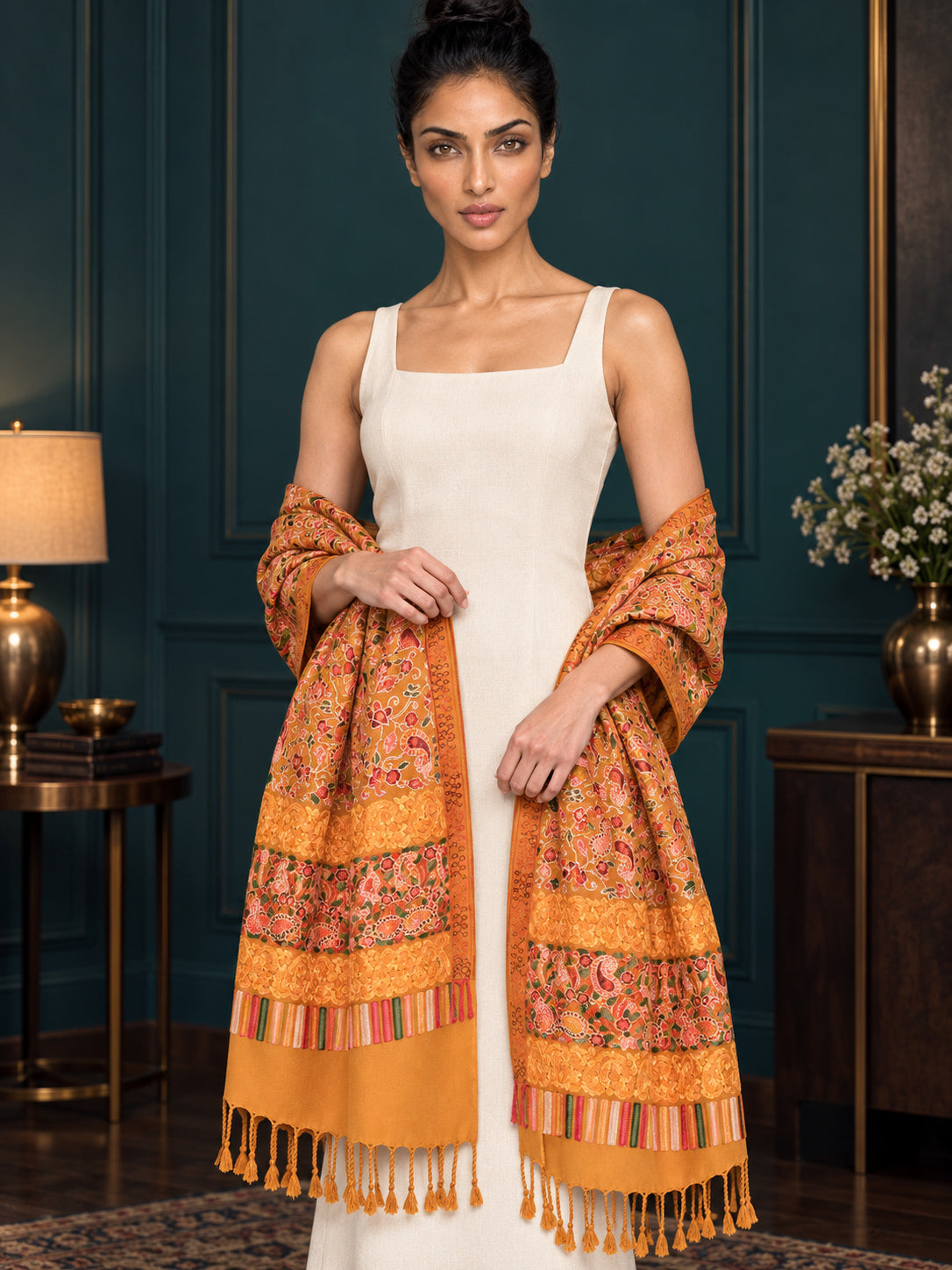 WV-111-MUSTARD | Woven stole | Elegant drape 3