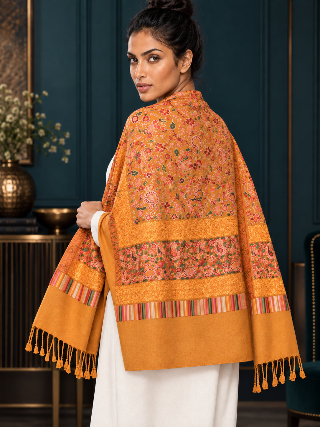 WV-111-MUSTARD | Woven stole | Elegant drape 5