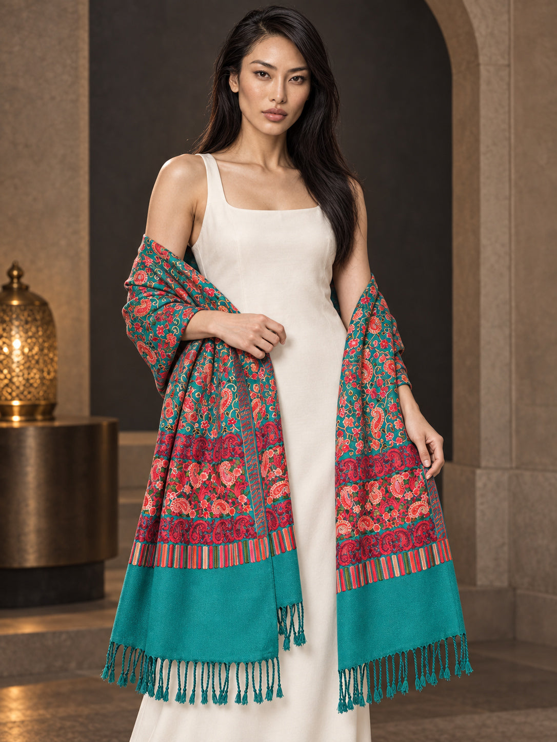 WV-111-NEWGREEN | Woven stole | Elegant drape 3