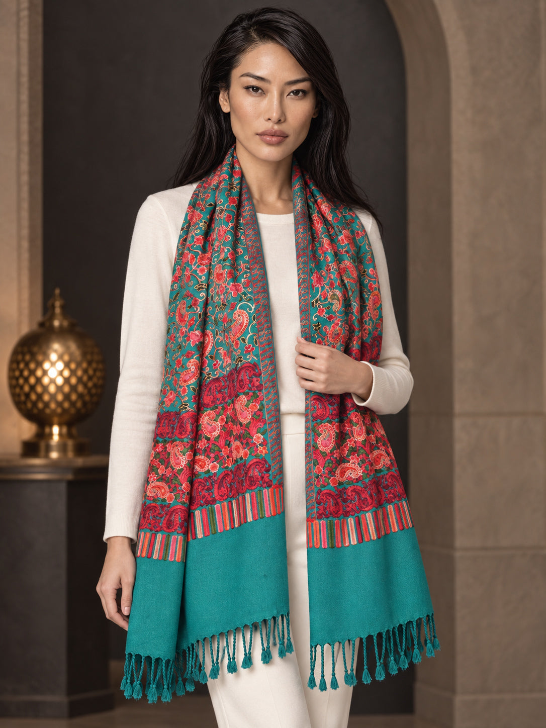 WV-111-NEWGREEN | Woven stole | Elegant drape 4