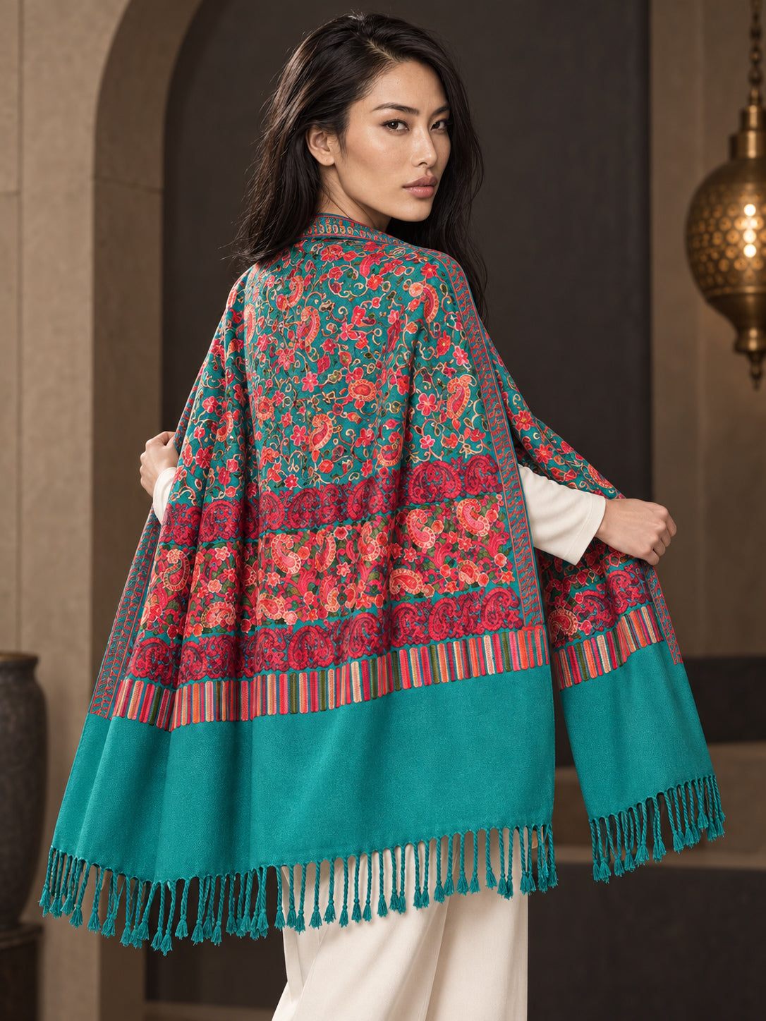 WV-111-NEWGREEN | Woven stole | Elegant drape 5