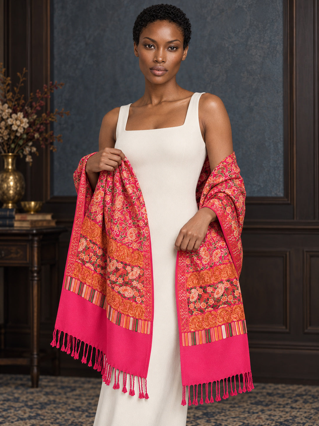 WV-111-PINK | Woven stole | Elegant drape 3