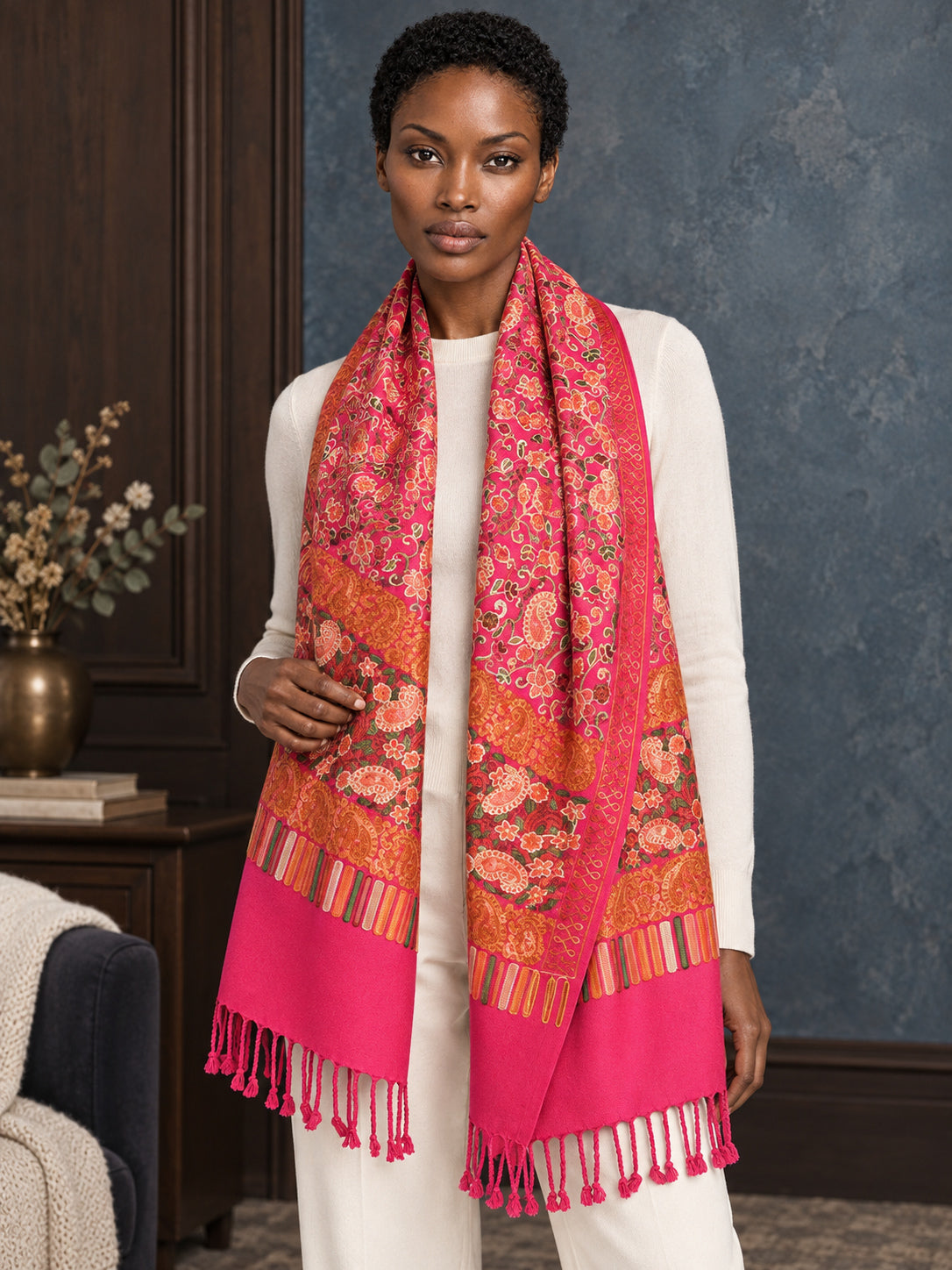 WV-111-PINK | Woven stole | Elegant drape 4