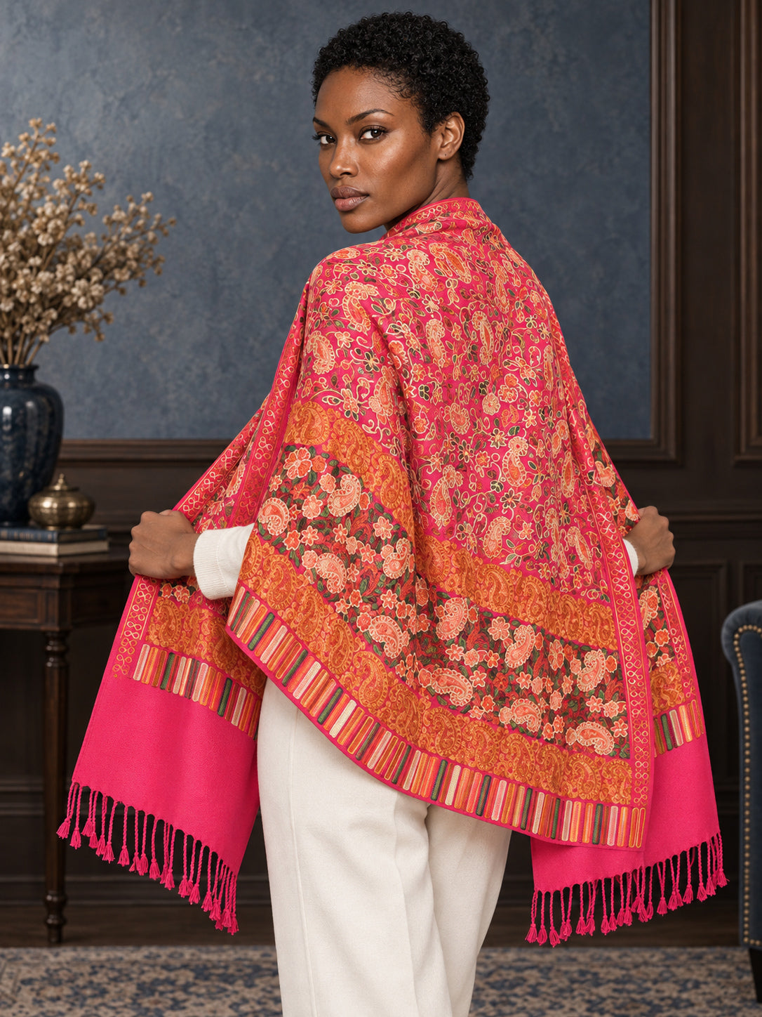 WV-111-PINK | Woven stole | Elegant drape 5