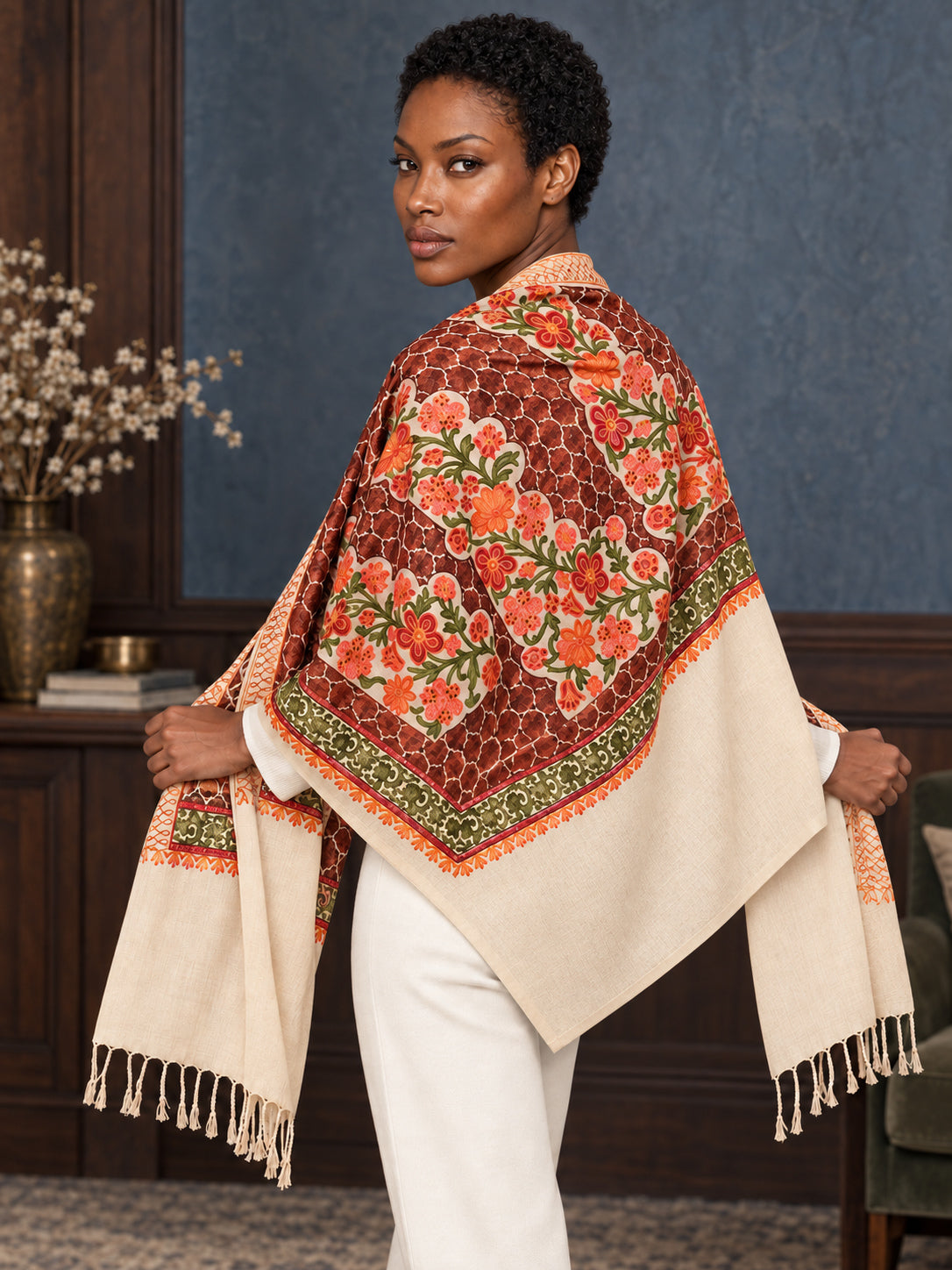 WV-112-BEIGE | Woven stole | Elegant drape 5