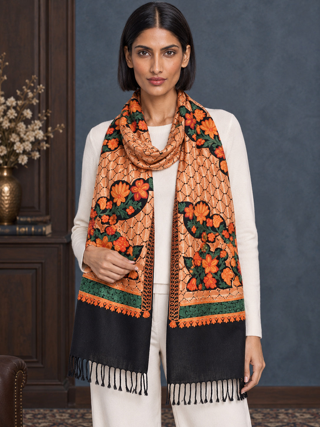 WV-112-BLACK | Woven stole | Elegant drape 4