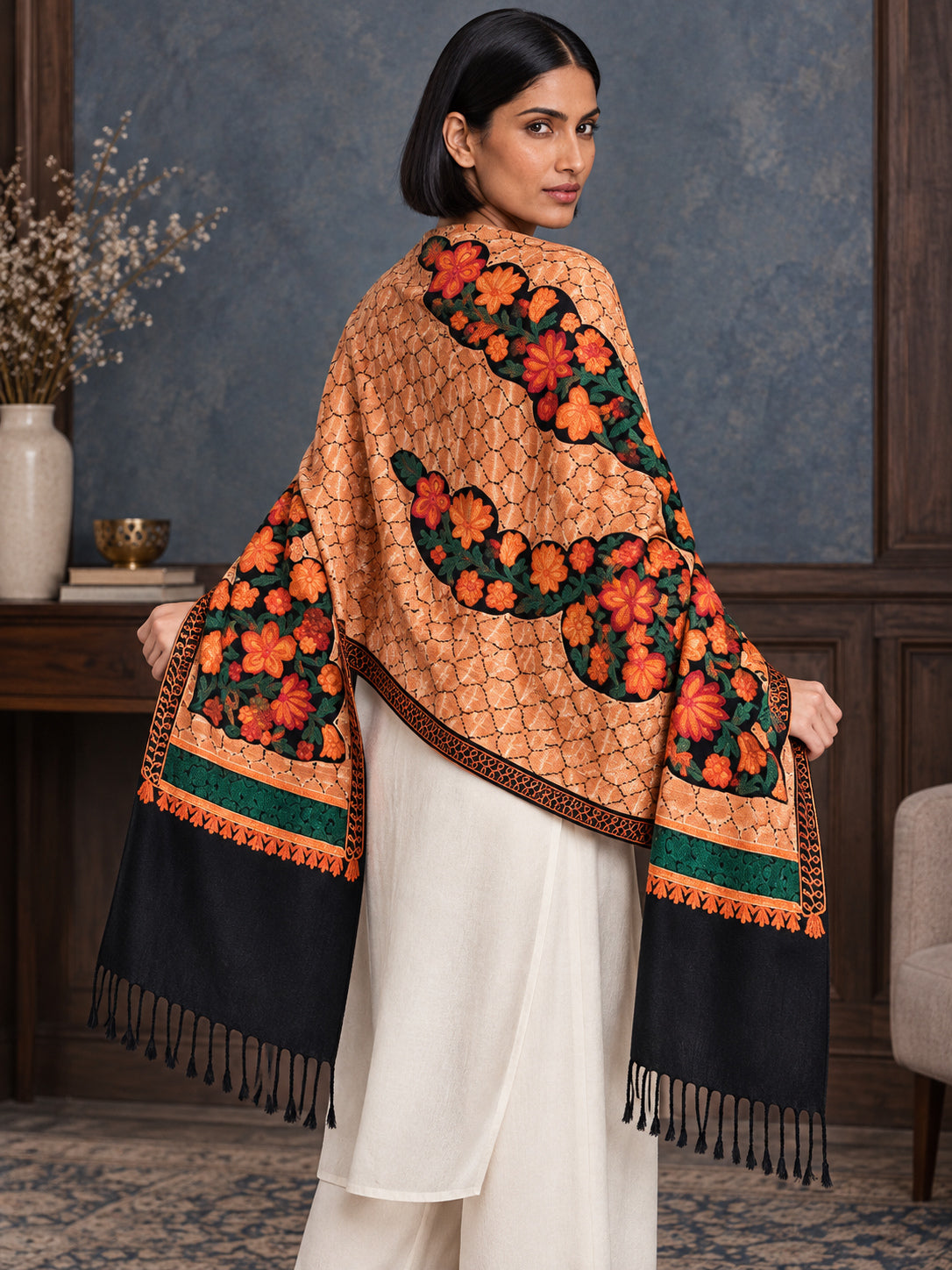 WV-112-BLACK | Woven stole | Elegant drape 5