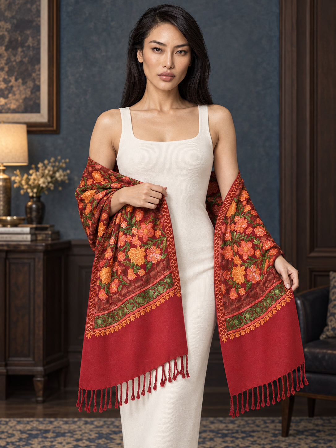 WV-112-MAROON | Woven stole | Elegant drape 3