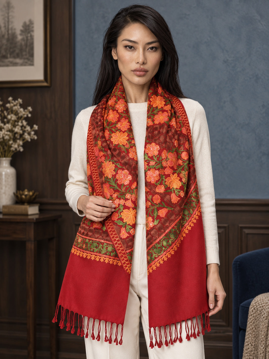WV-112-MAROON | Woven stole | Elegant drape 4
