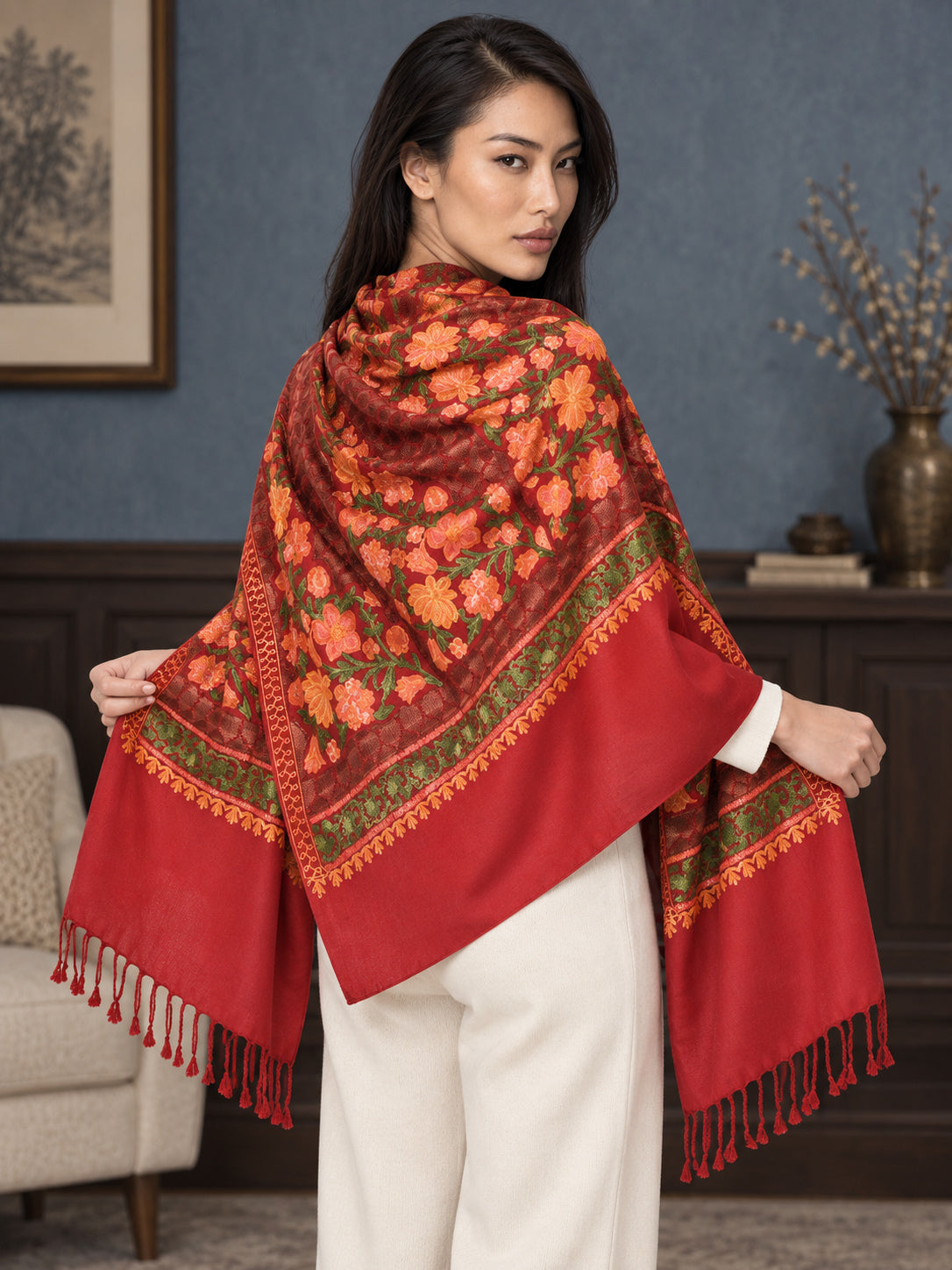 WV-112-MAROON | Woven stole | Elegant drape 5