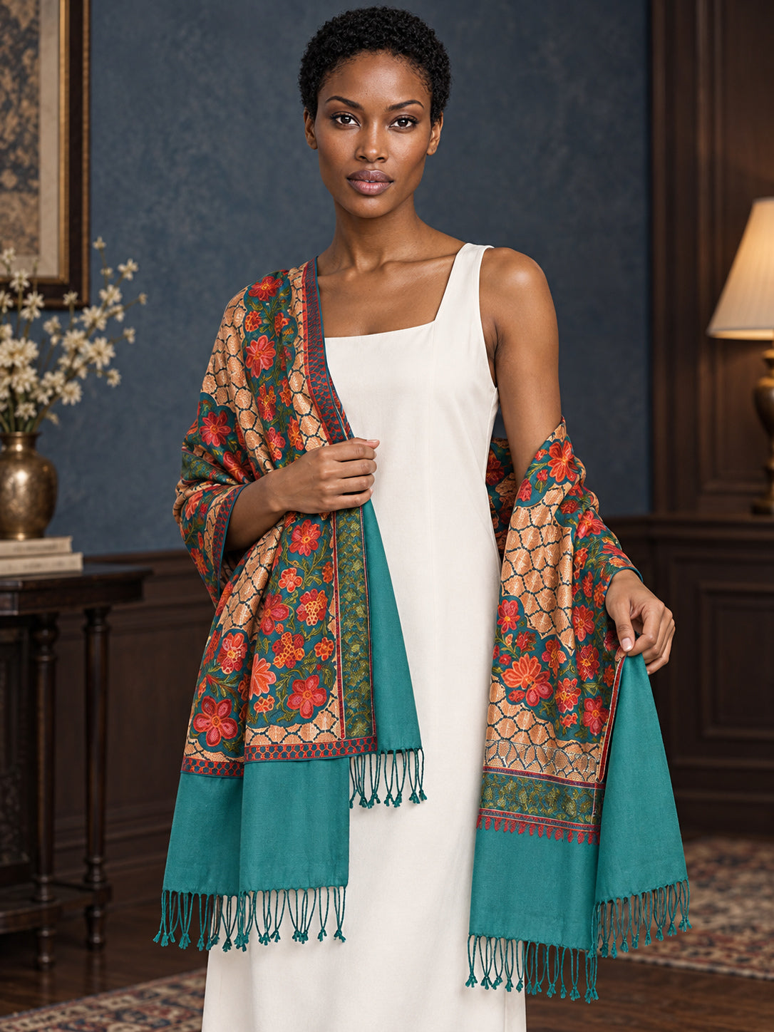 WV-112-NEWGREEN | Woven stole | Elegant drape 3