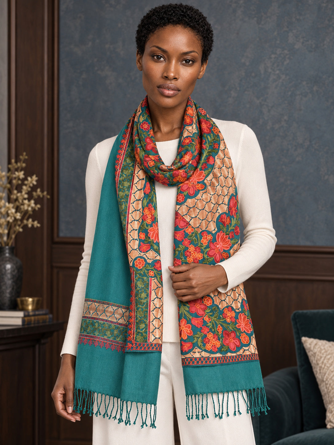 WV-112-NEWGREEN | Woven stole | Elegant drape 4