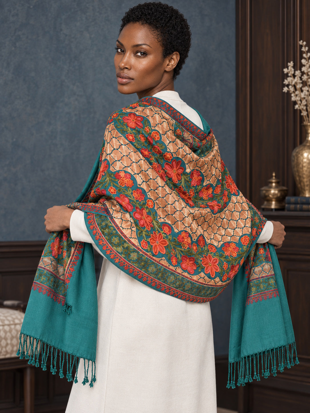 WV-112-NEWGREEN | Woven stole | Elegant drape 5
