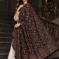 BLACK Kani shawl — luxury model styling 4 with detailed floral weave and paisley borders | WV-401-BLACK-4