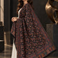 BLACK Kani shawl — luxury model styling 6 with detailed floral weave and paisley borders | WV-401-BLACK-6