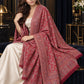 MAROON Kani shawl — luxury model styling 5 with detailed floral weave and paisley borders | WV-401-MAROON-5