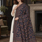 Navy Blue Kani shawl — one-shoulder drape in a dark townhouse interior | WV-401-NAVYBLUE-1