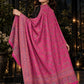 PINK Kani shawl — luxury model styling 6 with detailed floral weave and paisley borders | WV-401-RANI-6