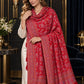 RED Kani shawl — luxury model styling 3 with detailed floral weave and paisley borders | WV-401-RED-3