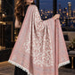 WHITE Kani shawl — luxury model styling 3 with detailed floral weave and paisley borders | WV-401-WHITE-3