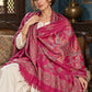 Pink floral shawl — seated heritage drape in a luxurious ethnic setting | WV-404-RANI-1