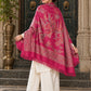 Pink floral shawl — three-quarter back drape in a luxurious ethnic setting | WV-404-RANI-4