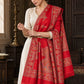 Red floral shawl — belted ethnic wrap in a luxurious ethnic setting | WV-404-RED-3