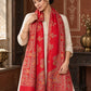 Red floral shawl — loose long-stole styling in a luxurious ethnic setting | WV-404-RED-5