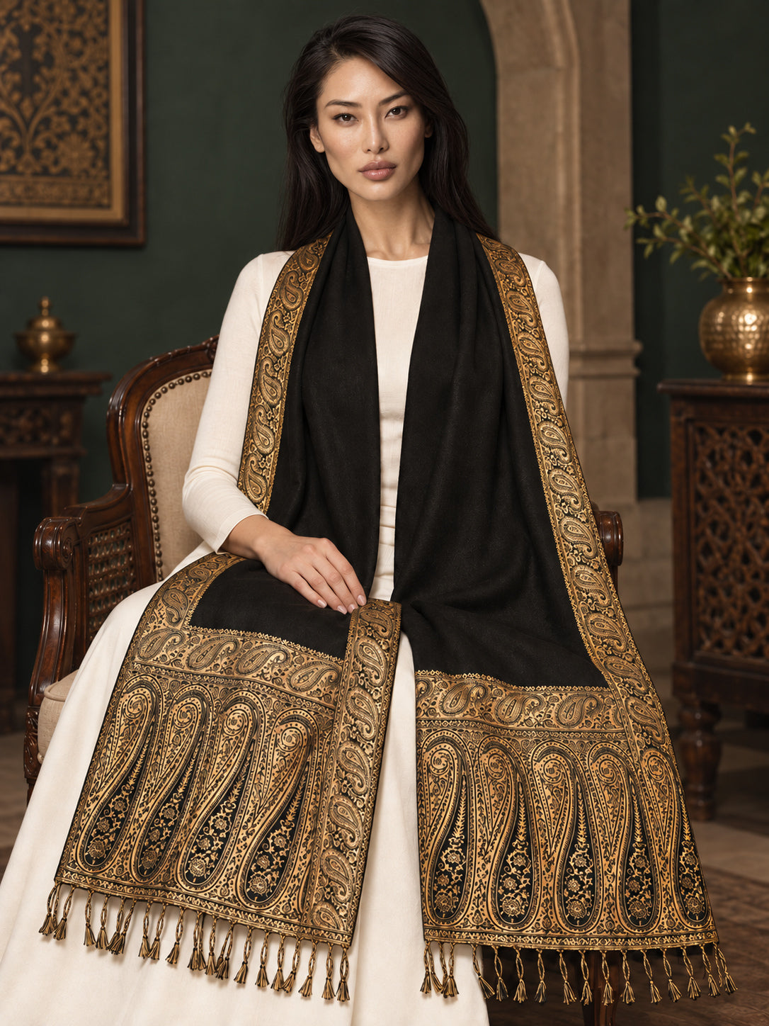 WV-504-BLACK | Woven stole | Elegant drape 1