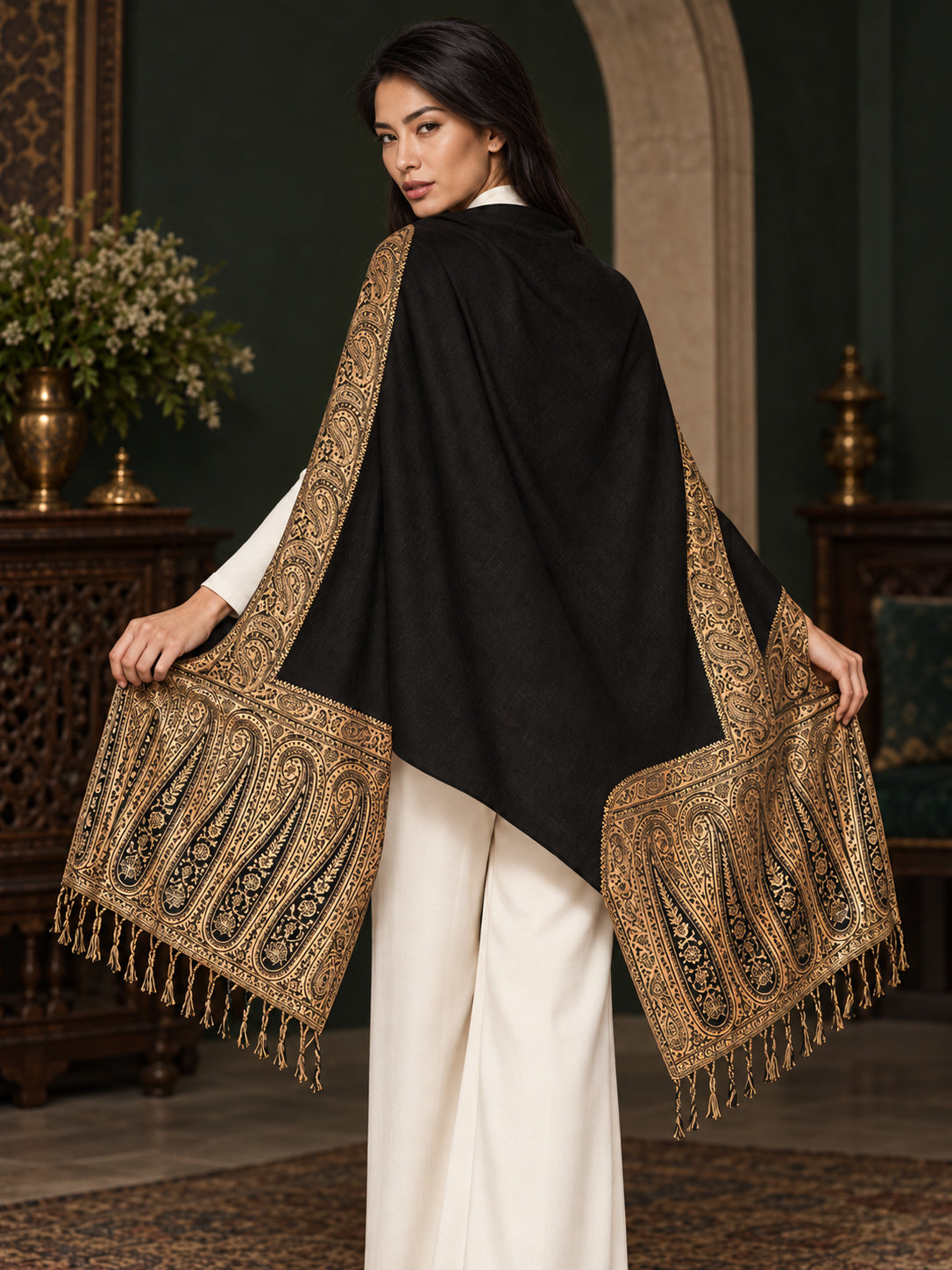 WV-504-BLACK | Woven stole | Elegant drape 5
