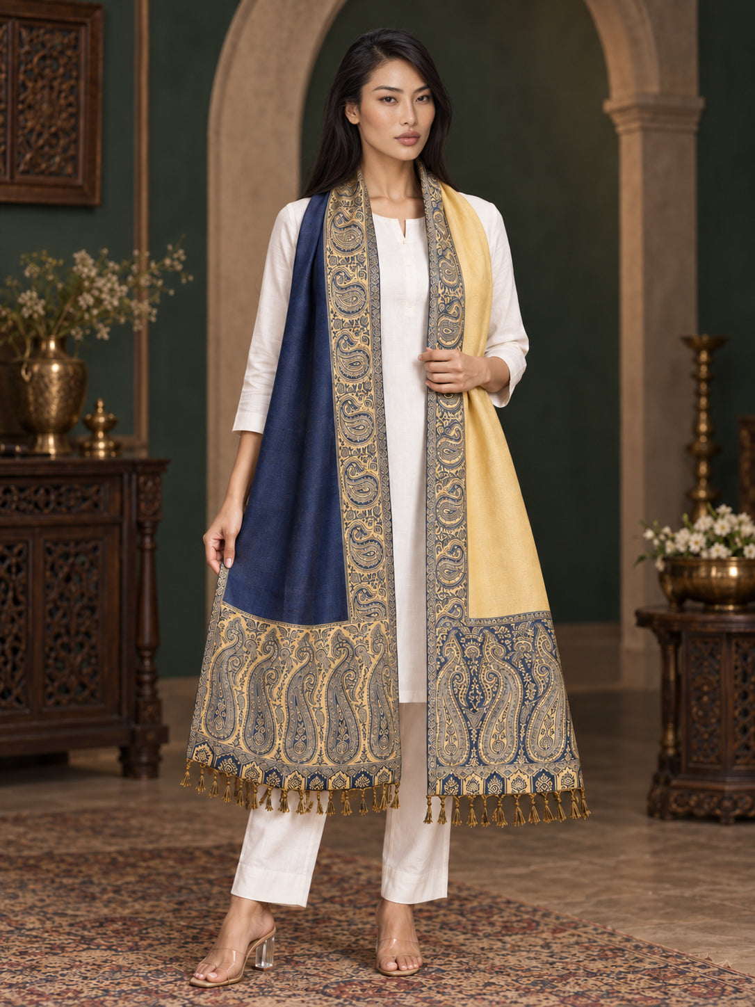 WV-504-NAVY | Woven stole | Elegant drape 4