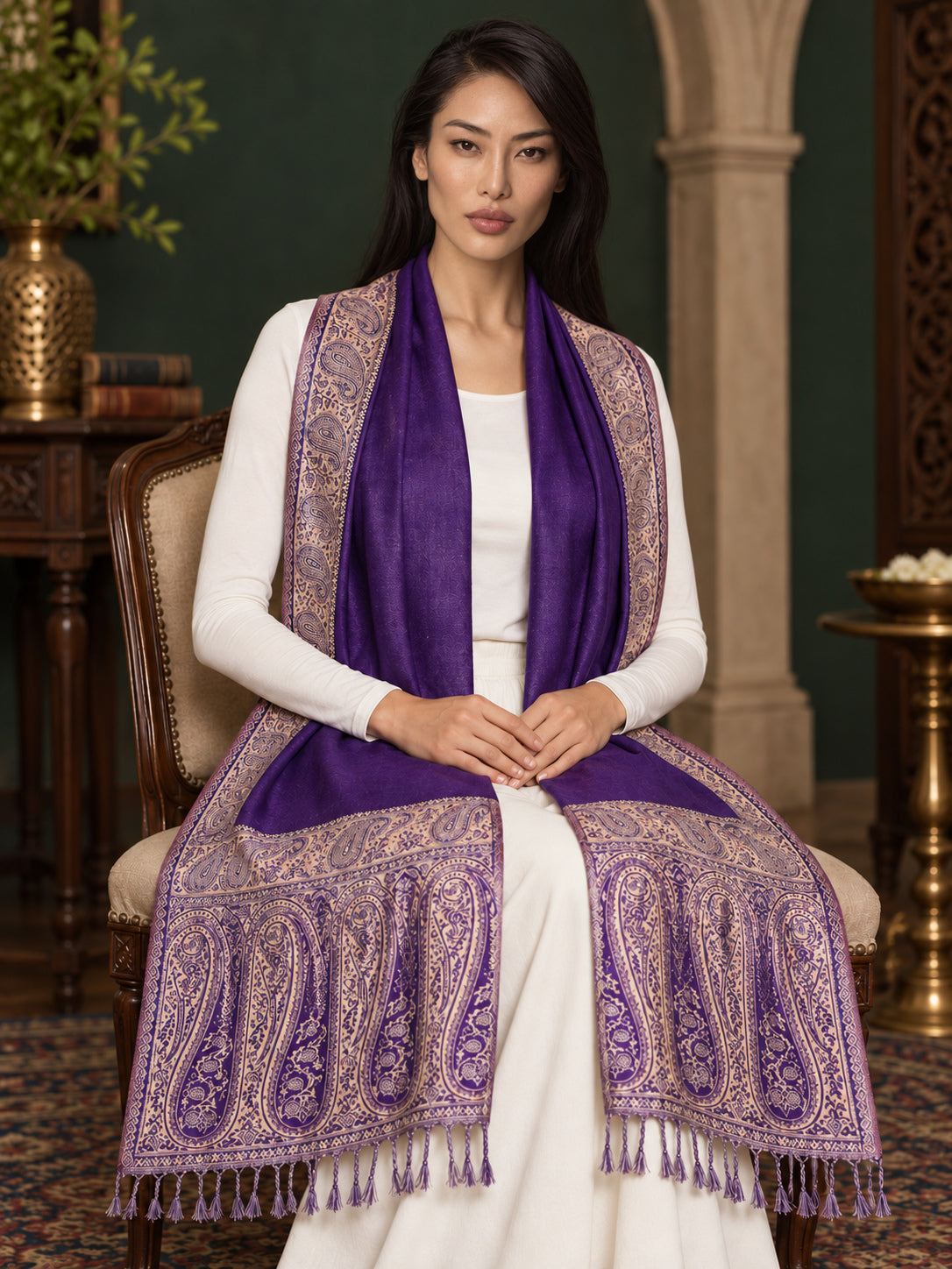 WV-504-PURPLE | Woven stole | Elegant drape 1