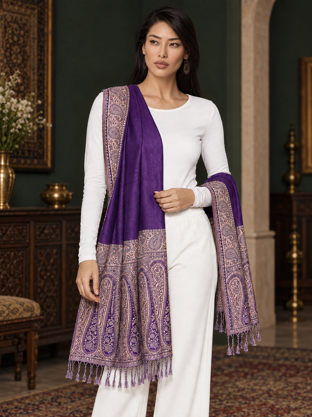 WV-504-PURPLE | Woven stole | Elegant drape 2