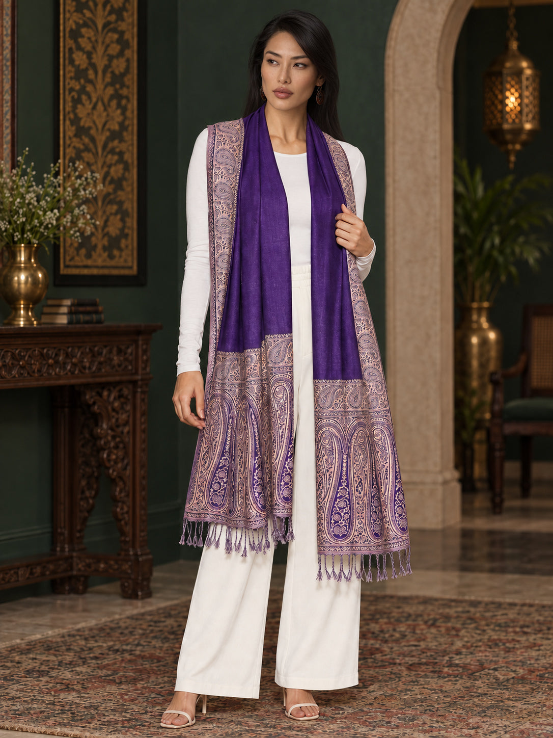 WV-504-PURPLE | Woven stole | Elegant drape 4