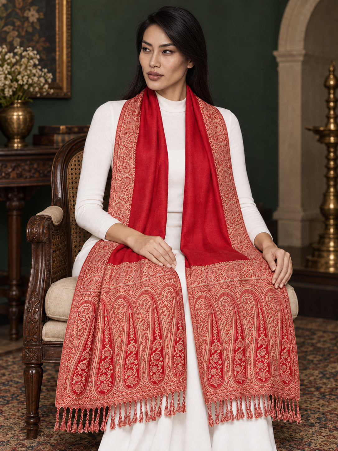 WV-504-RED | Woven stole | Elegant drape 1