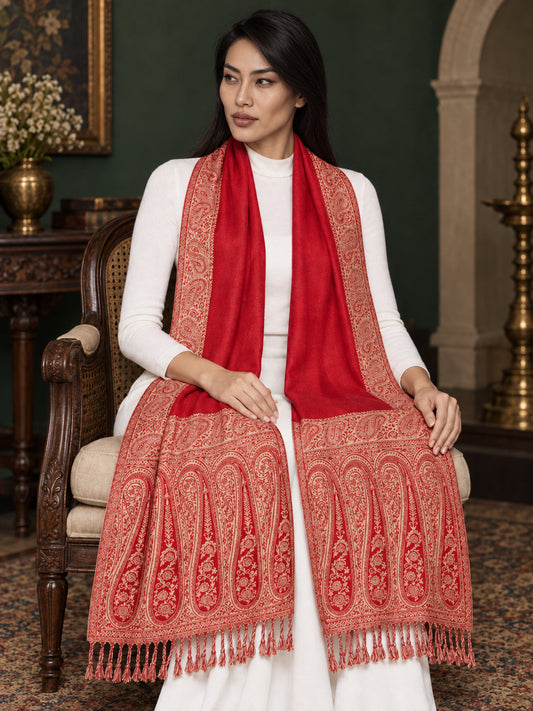 WV-504-RED | Woven stole | Elegant drape 1