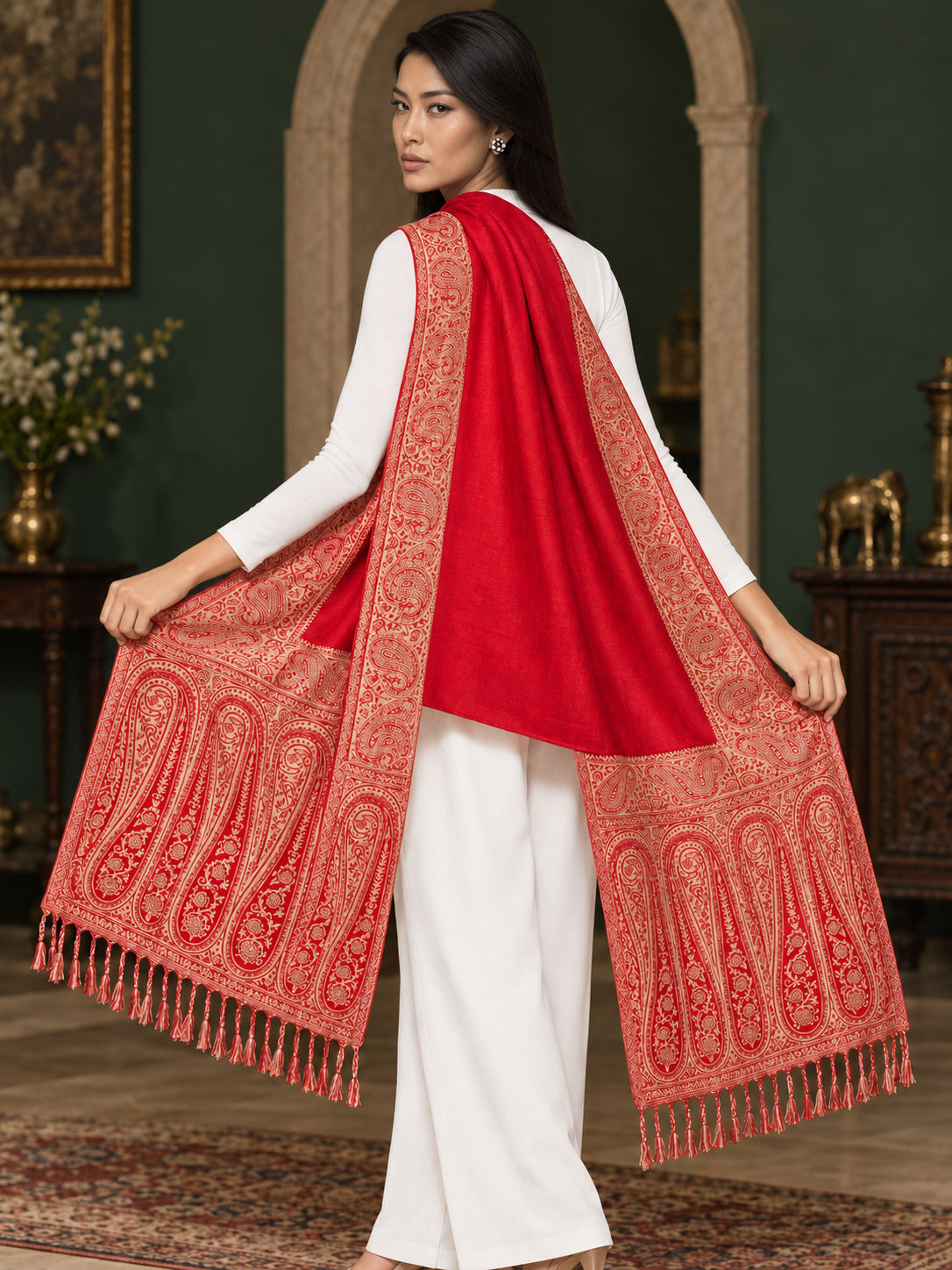 WV-504-RED | Woven stole | Elegant drape 5