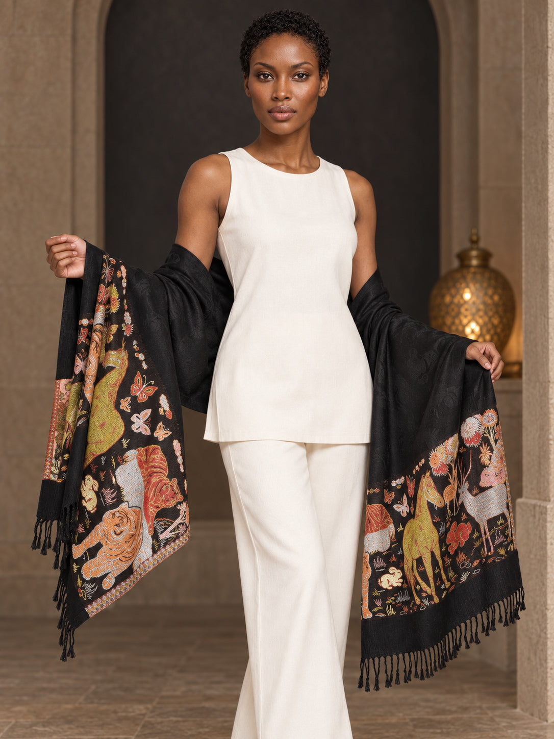 WV-604-BLACK | Woven stole | Elegant drape 3