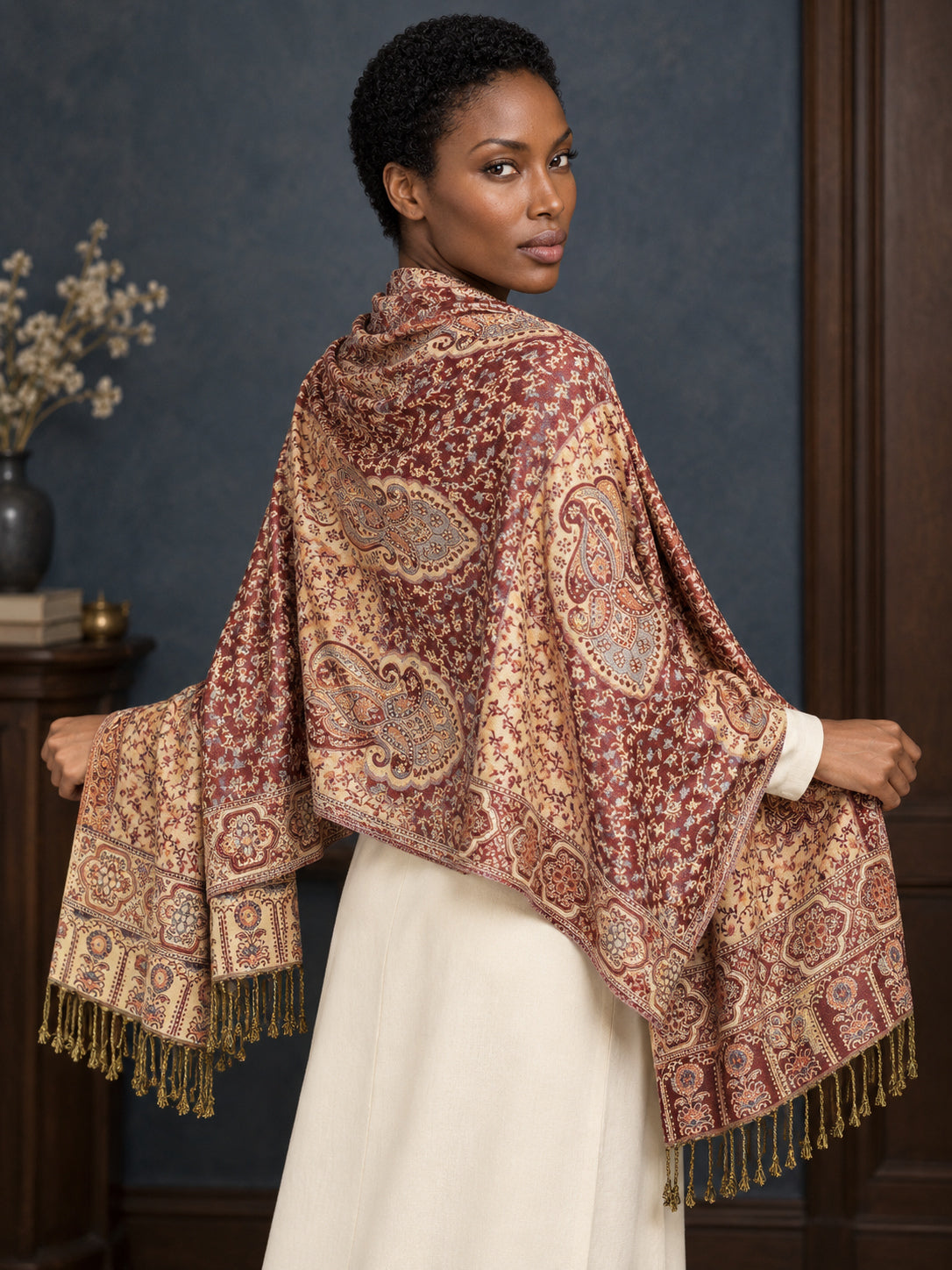 WV-651-MAROON | Woven stole | Elegant drape 5