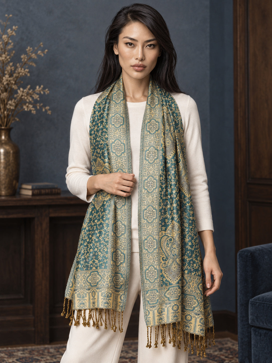 WV-651-NEWGREEN | Woven stole | Elegant drape 4