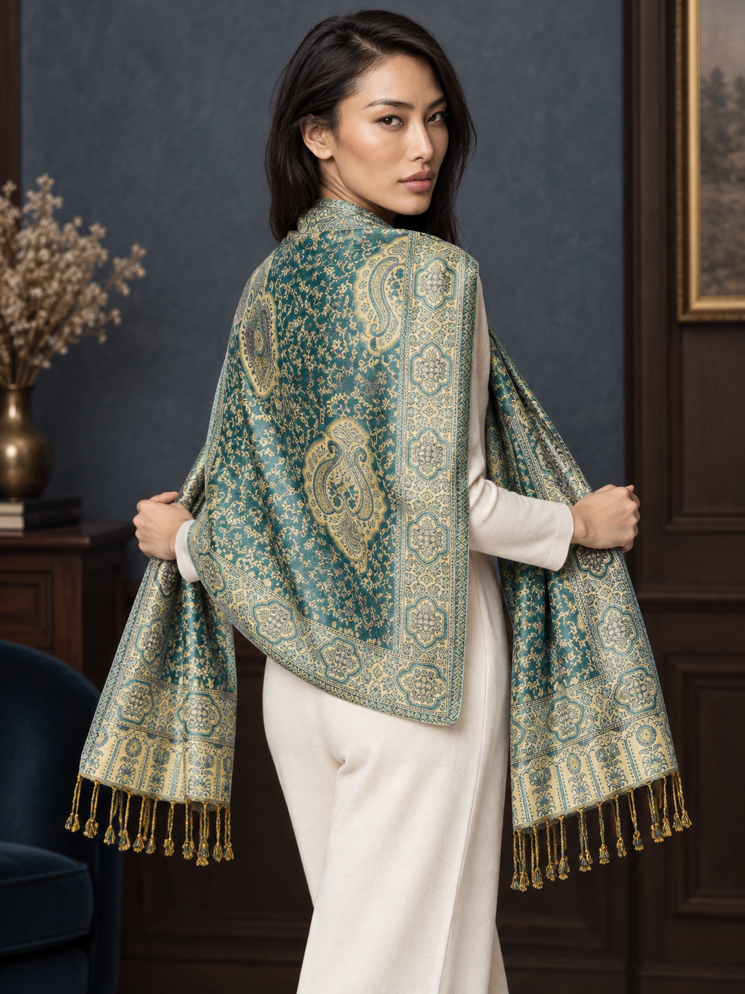WV-651-NEWGREEN | Woven stole | Elegant drape 5