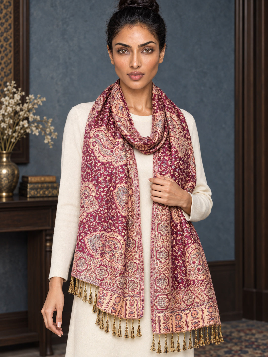 WV-651-PINK | Woven stole | Elegant drape 4