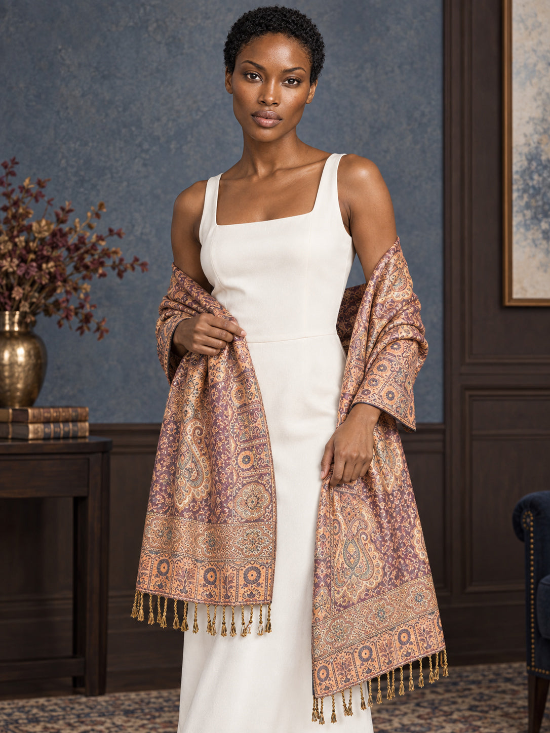 WV-651-PURPLE | Woven stole | Elegant drape 3