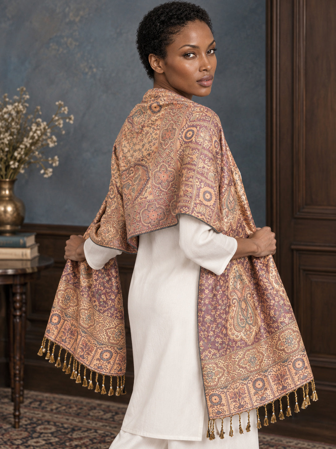 WV-651-PURPLE | Woven stole | Elegant drape 5